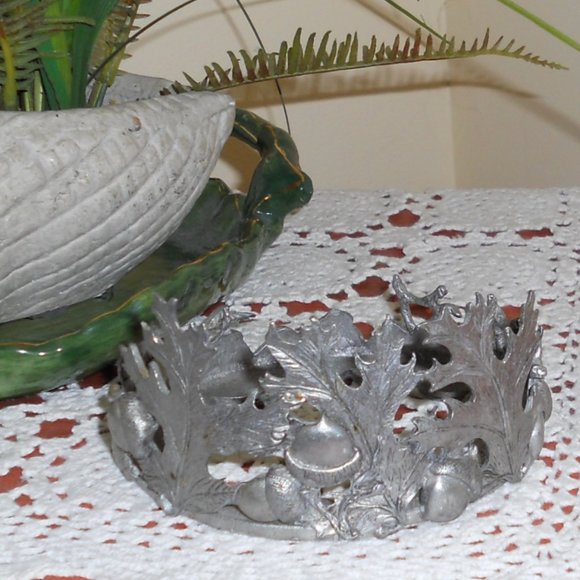 Scents & Accents Accents Scents Accents Pewter Candle Holder Acorns Leaves Made In Usa 20